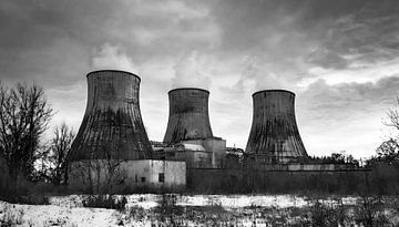 Tranquil Memories: Three Cooling Towers in the Winter Mist by Retrotimes