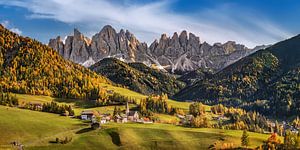 Dolomiten Alpenpanorama im sonnigen Herbstlicht von Voss Fine Art Fotografie