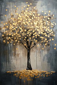 Gouden boom op donkere achtergrond van Art & Soul Creations