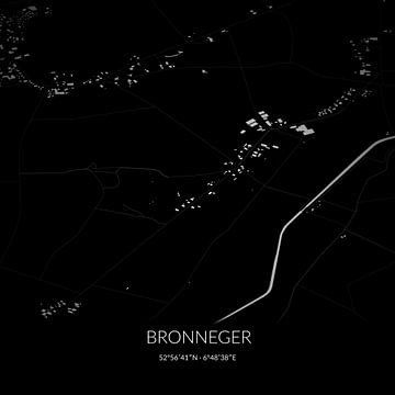 Schwarz-weiße Karte von Bronneger, Drenthe. von Rezona