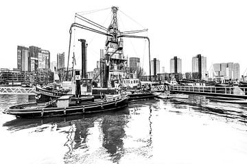 De haven van Rotterdam in zwart-wit van Harrie Muis