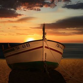 Le bateau au coucher du soleil sur Monika Jüngling