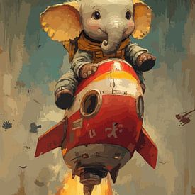 Elephant on a rocket by Lae
