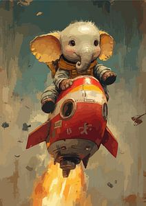 Éléphant sur une fusée