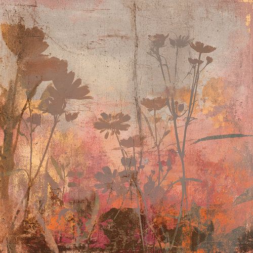 Art floral abstrait dans des tons chauds et naturels