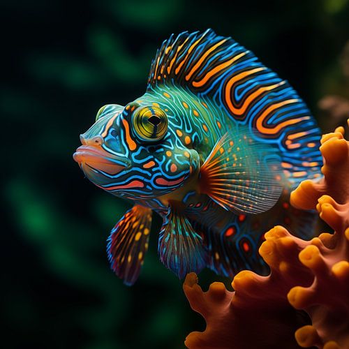 Poisson mandarin orange-vert