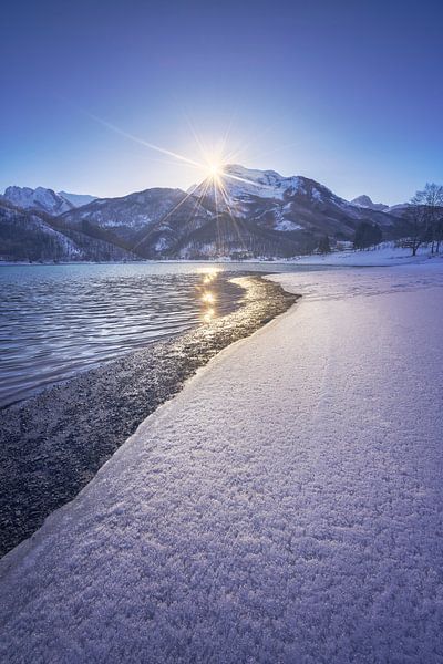 Lake Gramolazzo and snow in Apuan mountains. Italy by Stefano Orazzini