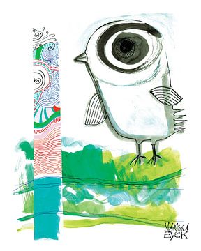 Vogel, der Ihnen einen guten Tag wünscht, fröhliche bunte Kunst von mariska eyck