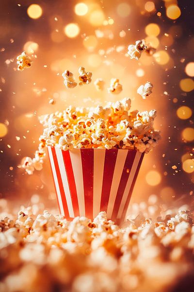Sprudelndes Popcorn im Lichtermeer von Poster Art Shop