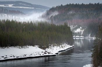 Fog over the Indalsalven in Sweden