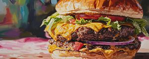Hamburger | Burger Schilderij van ARTEO Schilderijen
