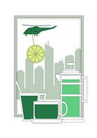 Grüner Tee, Hubschrauber & Skyline