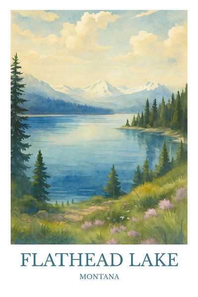 Atemberaubender Kunstdruck vom Flathead Lake von Robert Swaine