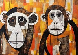 Painting Playful Monkeys | Naughty Monkey Eyes by ARTEO Paintings