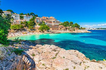 Beautiful seaside view of beach platja Illetes on Mallorca island, Spain Mediterranean Sea by Alex Winter