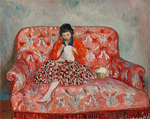 Junges Mädchen Sitzend Auf Einem Sofa (circa 1925)