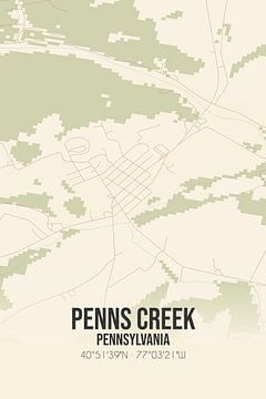 Carte ancienne de Penns Creek (Pennsylvanie), USA. sur Rezona