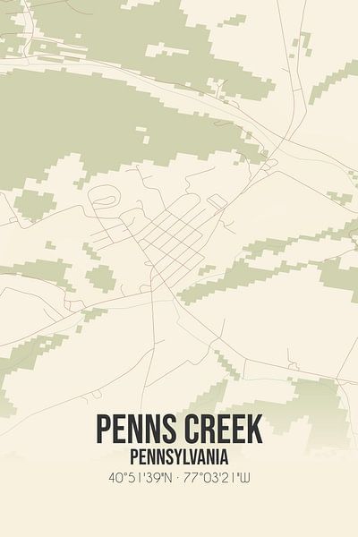 Carte ancienne de Penns Creek (Pennsylvanie), USA. par Affiches de lieux