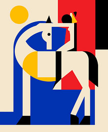 Bauhaus: Abstrakte Darstellung von Pferd und Reiter von RAMYHEFNY-GALLERY