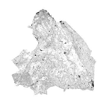 Wateren van Drenthe in Zwart-Wit van Maps Are Art