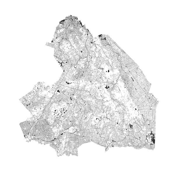 Wateren van Drenthe in Zwart-Wit van Maps Are Art