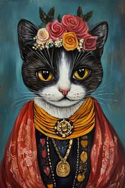 Katze mit Blumen von ARTemberaubend