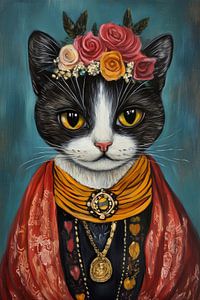 Katze mit Blumen