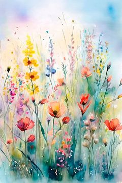 Botanische kunst. Sfeervol en dromerig. Zomerse Bloementuin van Studio Pieternel