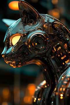 Robotkat met gloeiende ogen van Poster Art Shop