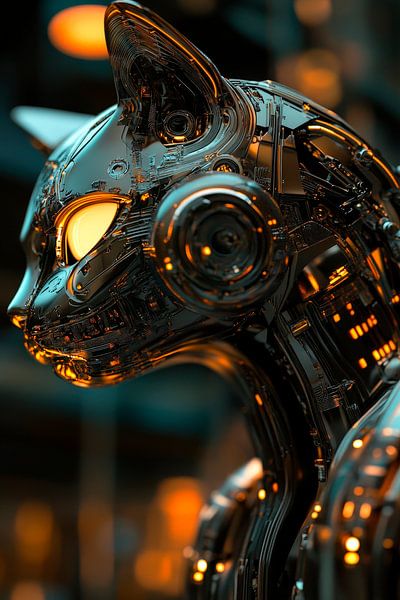 Robotkat met gloeiende ogen van Poster Art Shop