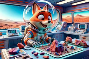 Aventure dans l'espace : un renard explorateur de Mars