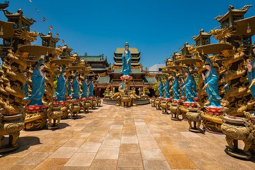 Colourful statues in Buddhist Temple, Vietnam