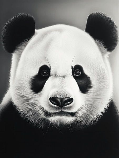 Contrasten van Tederheid Het Panda Portret in Detail van Eva Lee