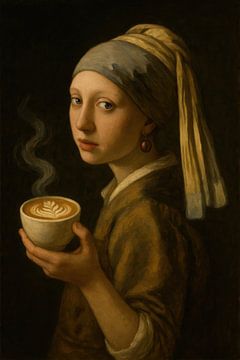 Meisje met de parel Koffie van Poster Art Shop