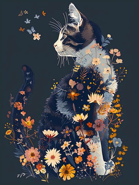 Floral cat by haroulita