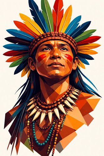 Kleurrijk portret van een stamhoofd