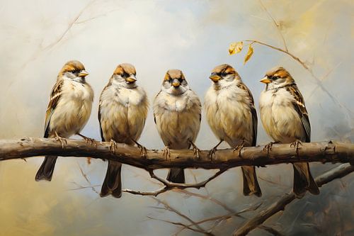 Realistic Sparrows | Sparrows by Eye catching paintings
