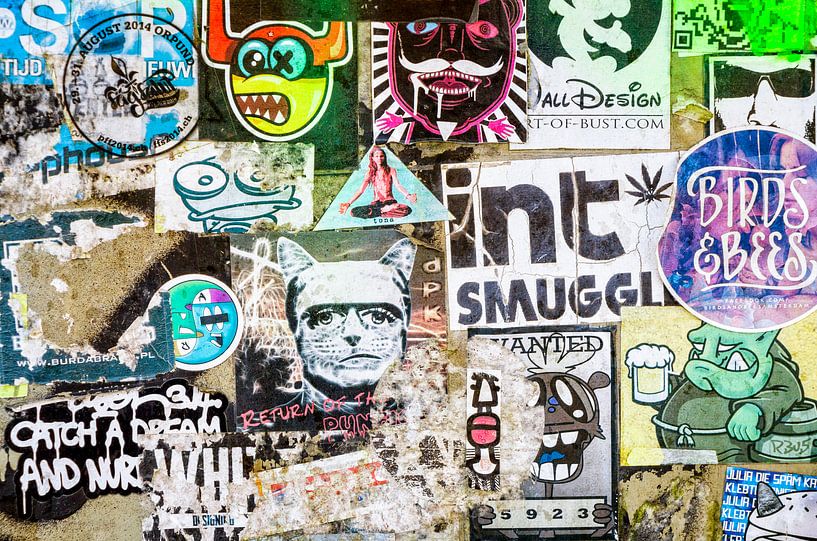 stickers, collage, urban, kleur par Ada van der Lugt