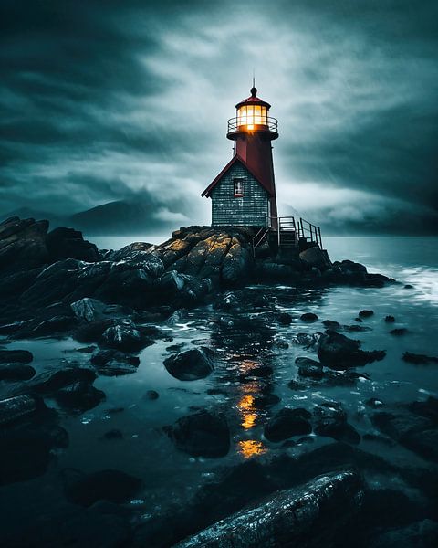 Mystischer Leuchtturm von fernlichtsicht