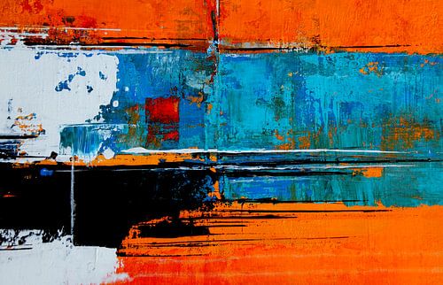 Abstrakt Nr.32 in Orange und Türkis