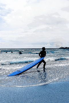 Surfer in blue van Els Broers
