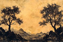 Art abstrait Arbres au sommet de la montagne