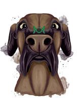 Great Dane with grasshopper