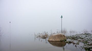 Hoogwater en mist, een mysterieuze combinatie van Mike Nuijs