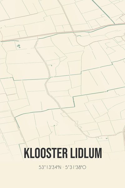 Alte Karte von Klooster Lidlum (Fryslan) von Ortsdrucke