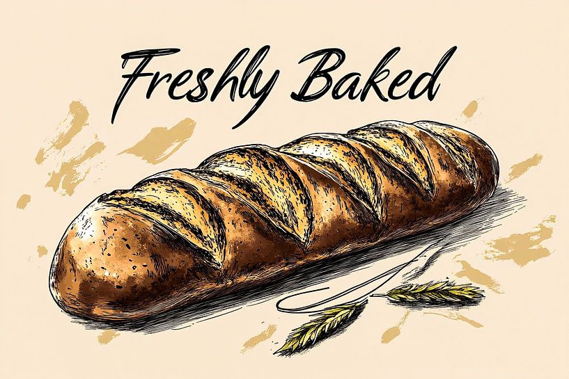 Illustration d'une baguette fraîchement cuite par Art & Soul Creations