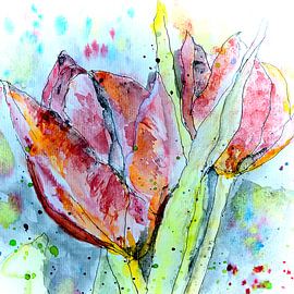 Painting with tulip by Kay Weber