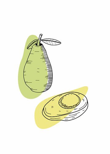 avocado handgetekend