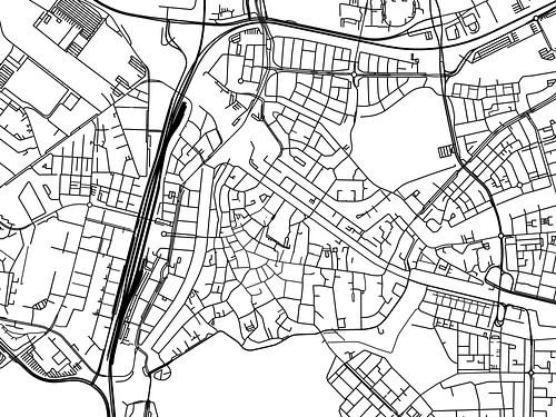 Kaart van Den Bosch Centrum in Zwart Wit