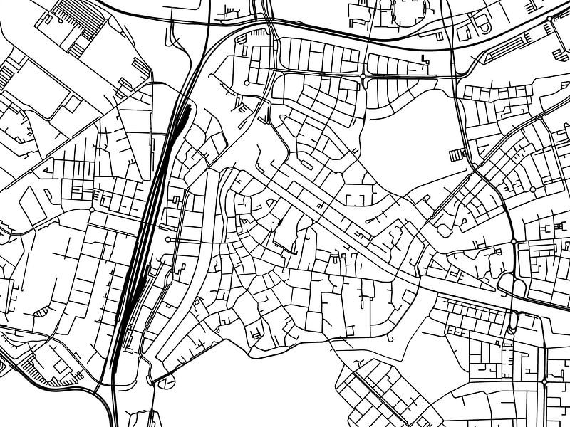 Map of Den Bosch Centrum in Black and Wite by De Kaartenwinkel